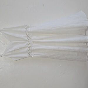 White Sleeveless Dress with Floral Detail